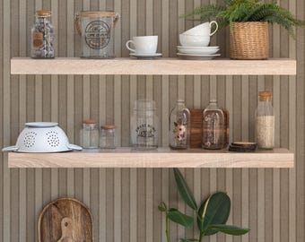 Linen Look Stripes Wall Covering | Brown | Peel and Stick or Unpasted Wallpaper Mural | Non-toxic
