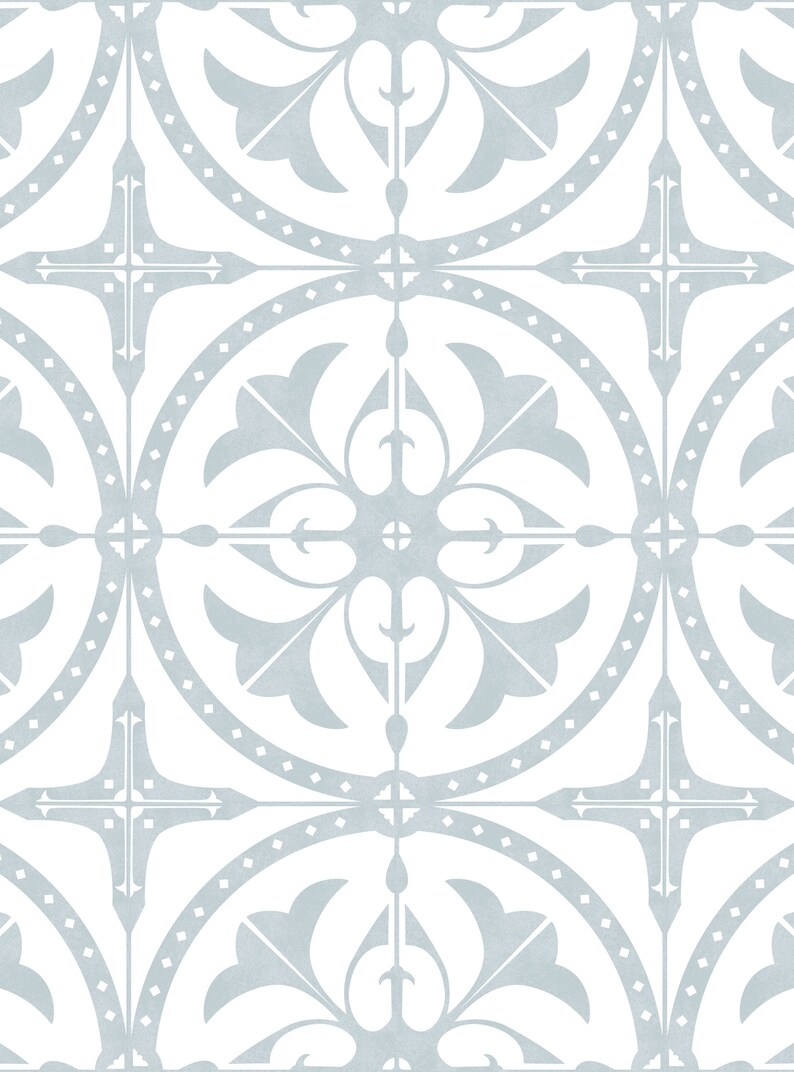 Round Moroccan Tile Blue Peel & Stick Fabric Wallpaper Etsy