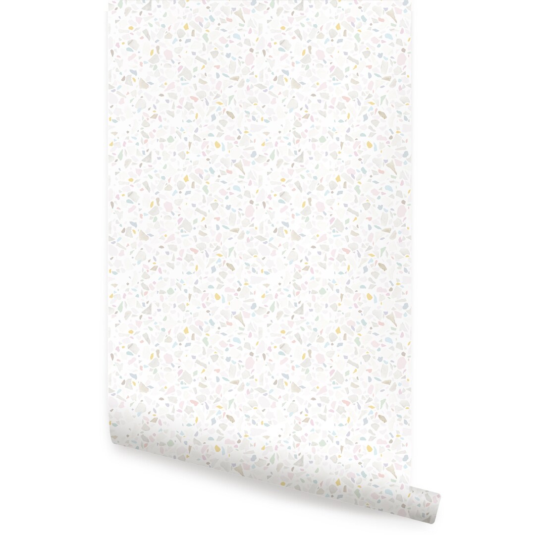 Terrazzo Wallpaper, Pastel, Repositionable Wallpaper Etsy