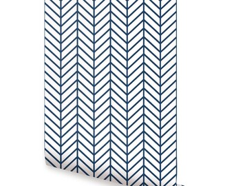 Herringbone Line Navy   Wallpaper
