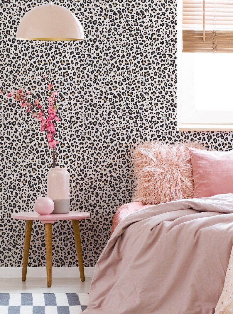 Animal Print Leopard Wallpaper Light Natural Self Adhesive Etsy