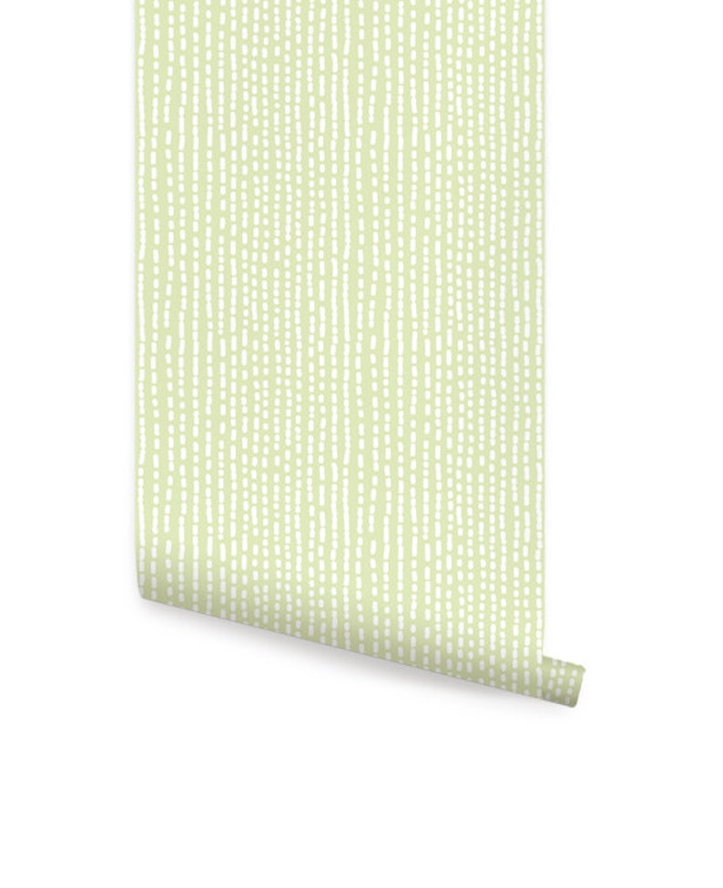 Line Art Key Lime Green Peel & Stick Fabric Wallpaper Etsy