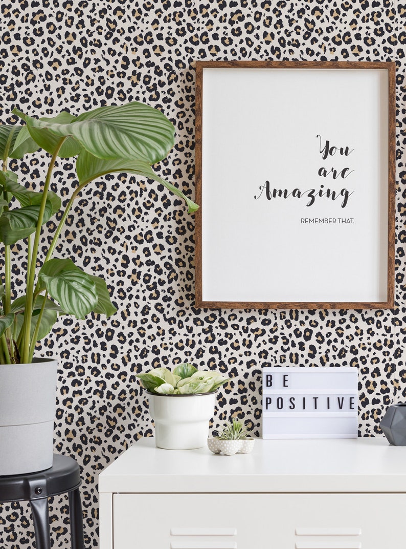 Animal Print Leopard Wallpaper Light Natural Self Adhesive Etsy