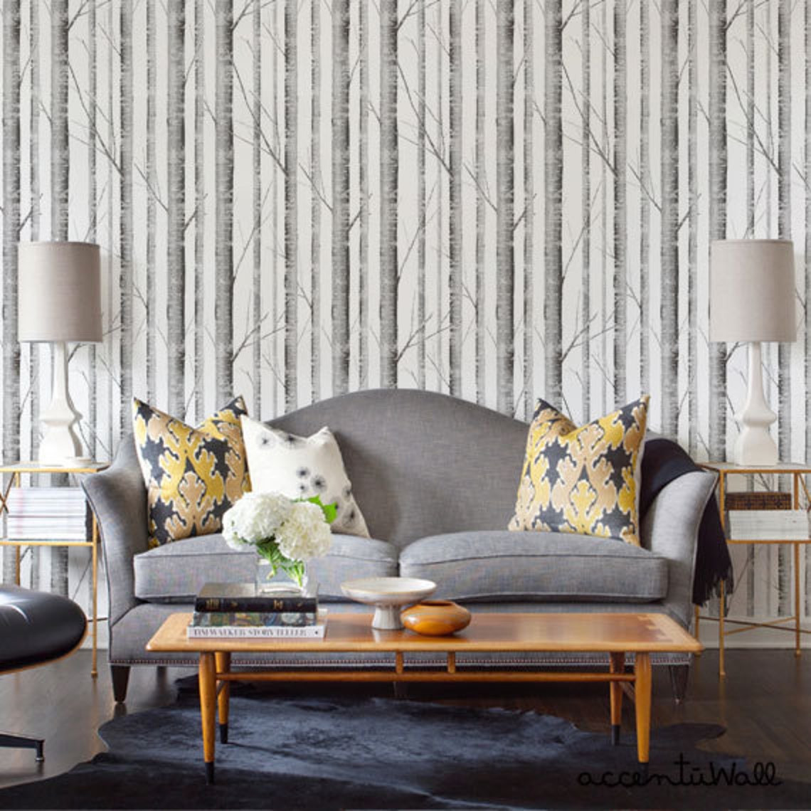 Peel and Stick Wallpaper Birch Tree Peel and Stick Fabric Etsy Canada