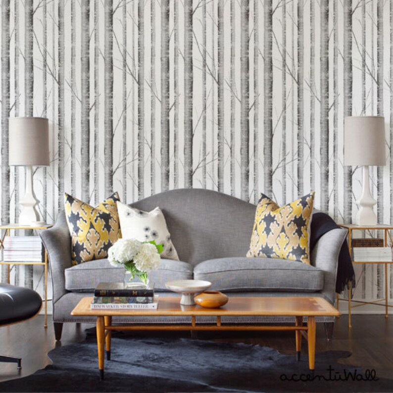 Peel and Stick Wallpaper Birch Tree Peel and Stick Wallpaper Etsy