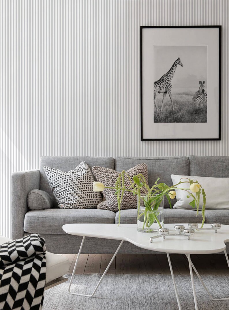 Thin Stripe Vertical Peel & Stick Fabric Wallpaper Etsy