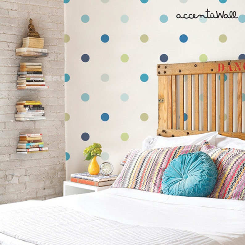 Polka Dot Blue Peel & Stick Fabric Wallpaper Repositionable Etsy