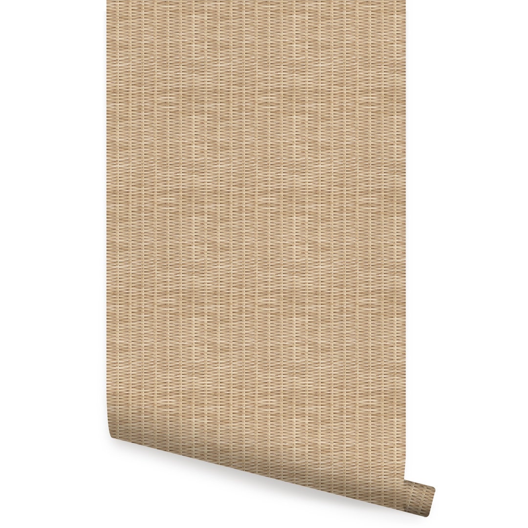 Rattan Weave Look, Natural, Repositionable Wallpaper - Etsy