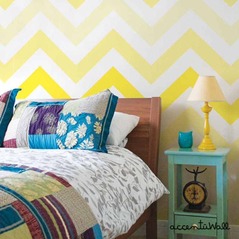 Chevron Yellow Peel & Stick Fabric Wallpaper Repositionable Etsy