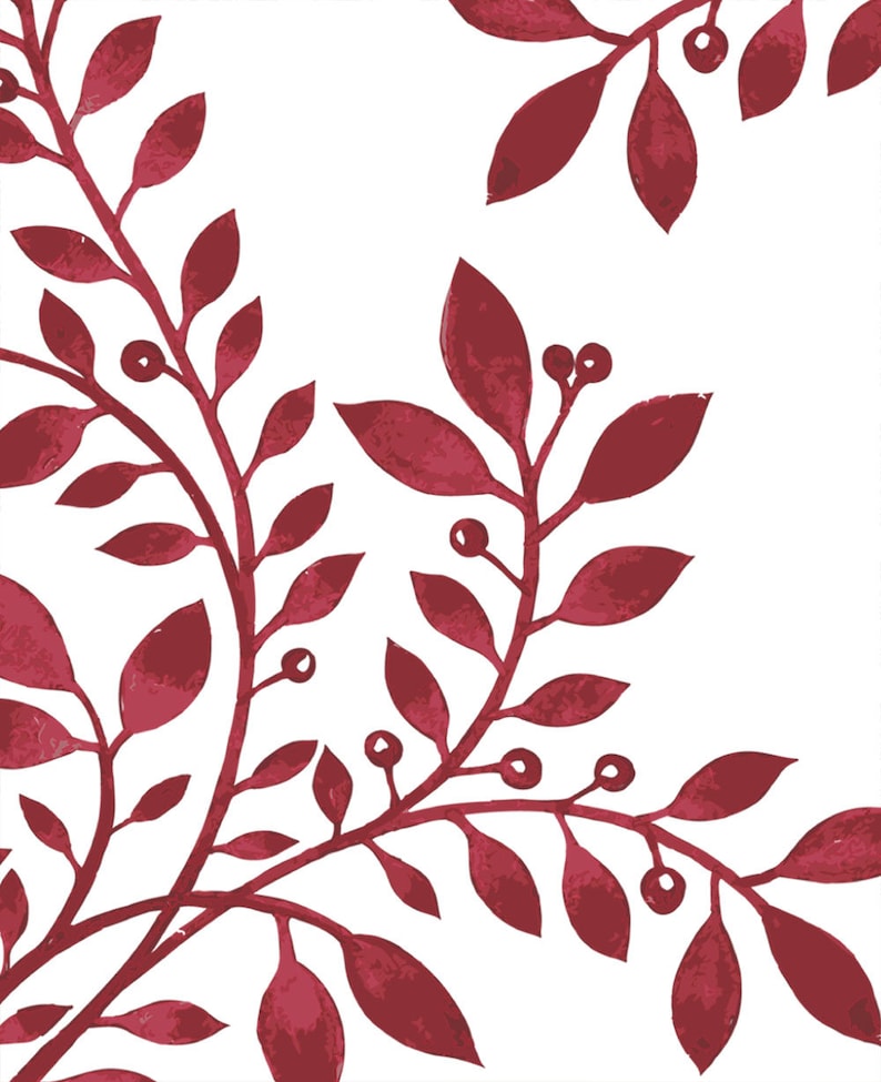 Damask Leaves Wallpaper Red Peel & Stick Fabric Wallpaper Etsy