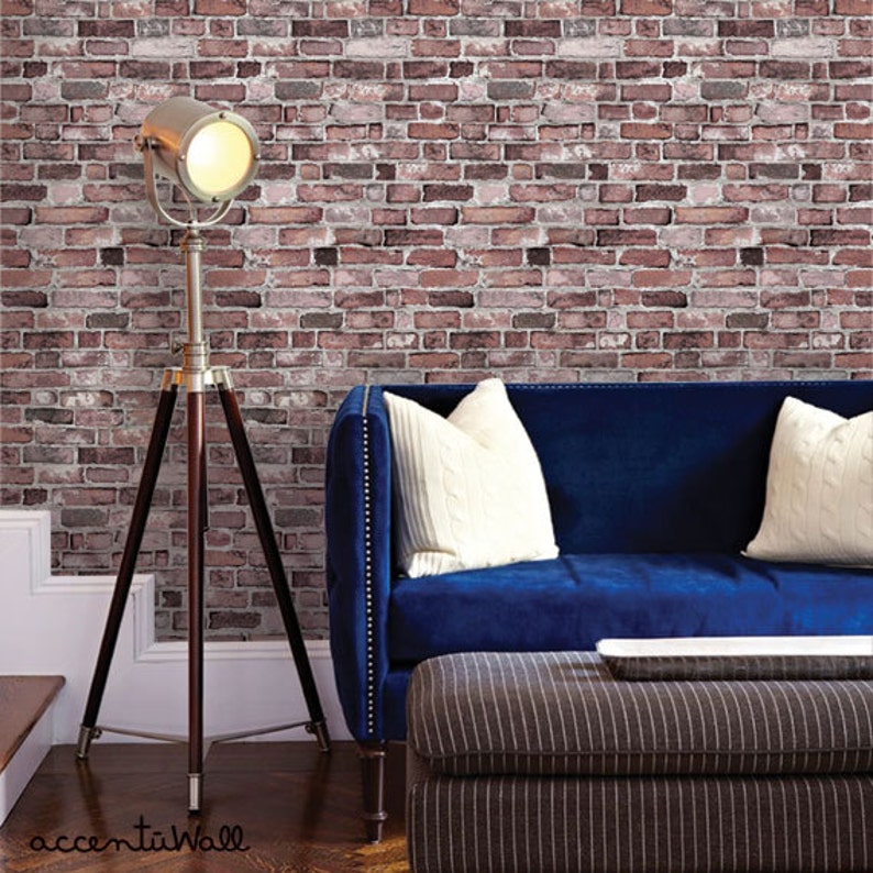 Vintage Brick Self Adhesive Fabric Wallpaper Repositionable Etsy