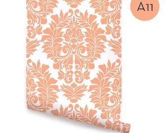 Damask Classic Wall Covering | Custom Color | Peel and Stick or Unpasted Wallpaper Mural | Non-toxic