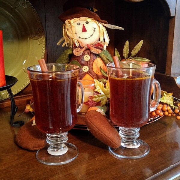 Hot Mulled Apple Cider Candle in an Irish Coffee Mug made with gel wax