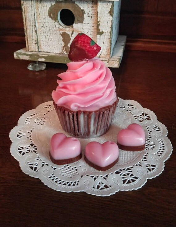 Chocolate Covered Strawberry Cupcake Candles Etsy