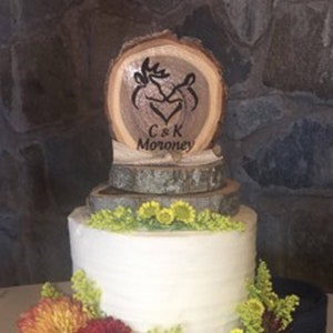 Cake topper, Wedding cake topper, cake topper, personalized topper, custom cake topper, rustic cake topper, wood cake top, deer cake top