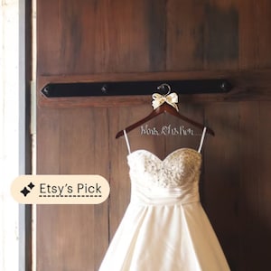 Wedding dress hanger, bridal gift, Rustic wedding, wedding hanger, chic barn wedding hanger, hanger for bride, wooden hanger, bridal hanger image 1