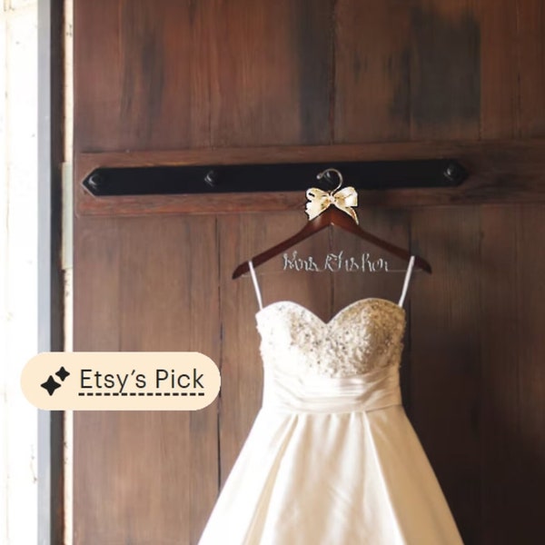 Wedding dress hanger, bridal gift, Rustic wedding, wedding hanger, chic barn wedding hanger, hanger for bride,  wooden hanger, bridal hanger