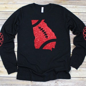 Georgia shaped football shirt, Game Day football shirt, Georgia shirt, sparkly Georgia shirt, team spirit, Game day shirt