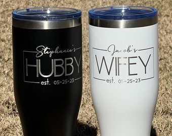 Gift for bride and groom, 20 oz personalized tumblers, gift for him, gift for her, custom wedding gift