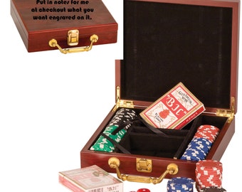 Poker set, personalized gift set,  custom poker set, gift for him, poker player,  gift for Dad,  personalized card set,  poker chips, cards