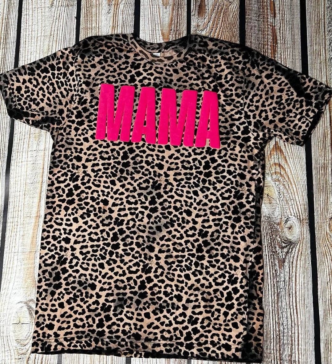 MAMA Graphic Leopard Round Neck Tank
