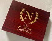 Engraved golf ball box, custom wood box for golf balls, Christmas gift, groomsmen gift, bachelor party, personalized gift, gift for him.