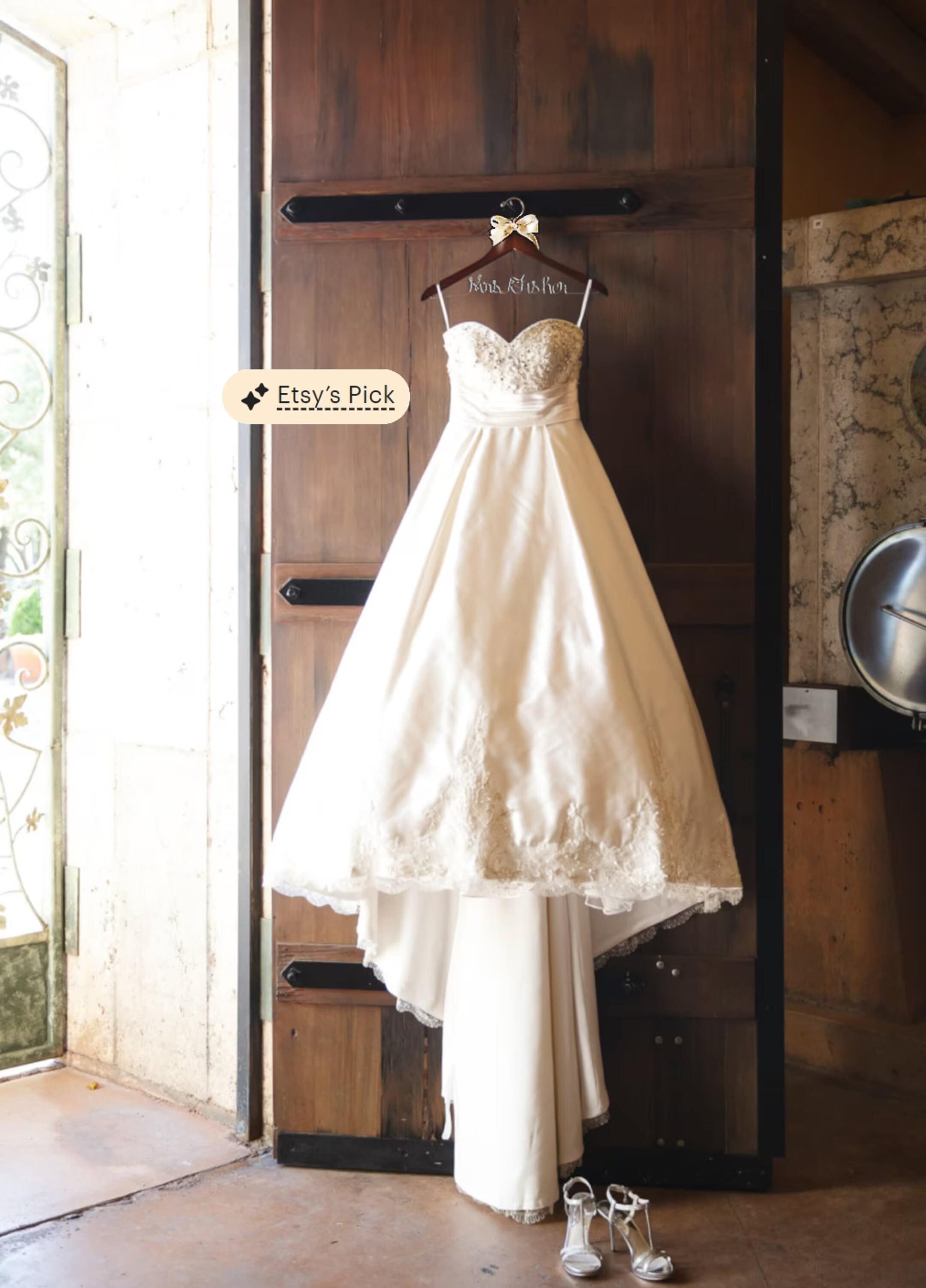 Wedding dress hanger, bridal gift, Rustic wedding, wedding hanger, chic barn wedding hanger, hanger for bride,  wooden hanger, bridal hanger