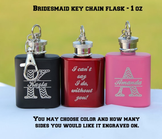 Personalized Key Ring Pink Leatherette Bridesmaid Gifts Maid of Honor Gift
