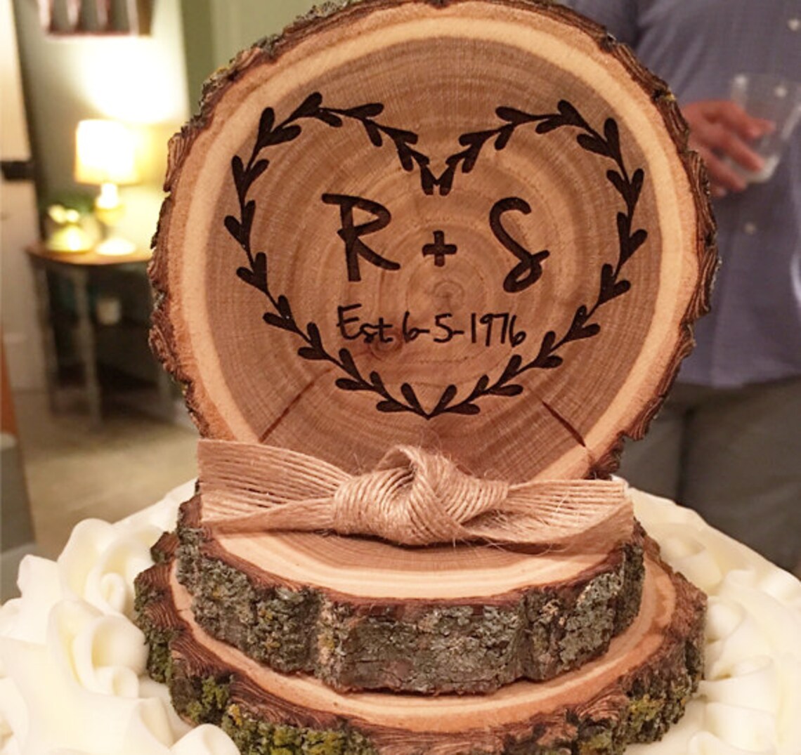 Tree slice cake topper rustic cake topper wood cake top Etsy