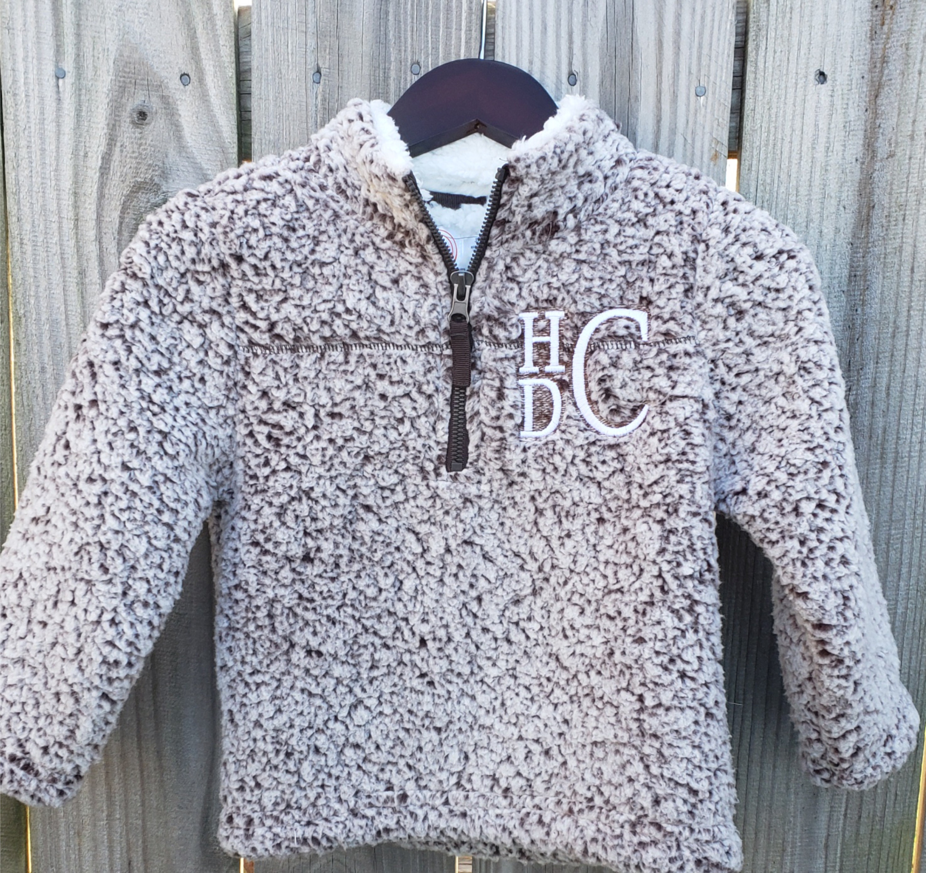 monogram on sherpa