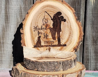 Wedding cake topper, hooked for life cake topper, rustic wedding cake top, personalized cake top, base approx 4in x approx 5in tall