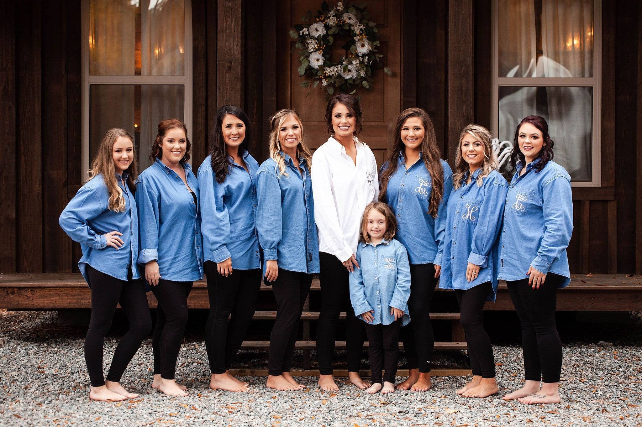 bridesmaid long sleeve button up shirts