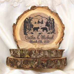 Wedding cake topper, rustic cake topper, country cake topper, bear cake topper, wilderness cake top, cake, base approx 4in x approx 5in tall