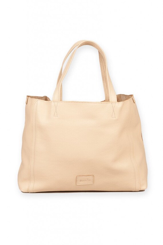 cream leather tote