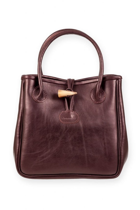 plum leather bag
