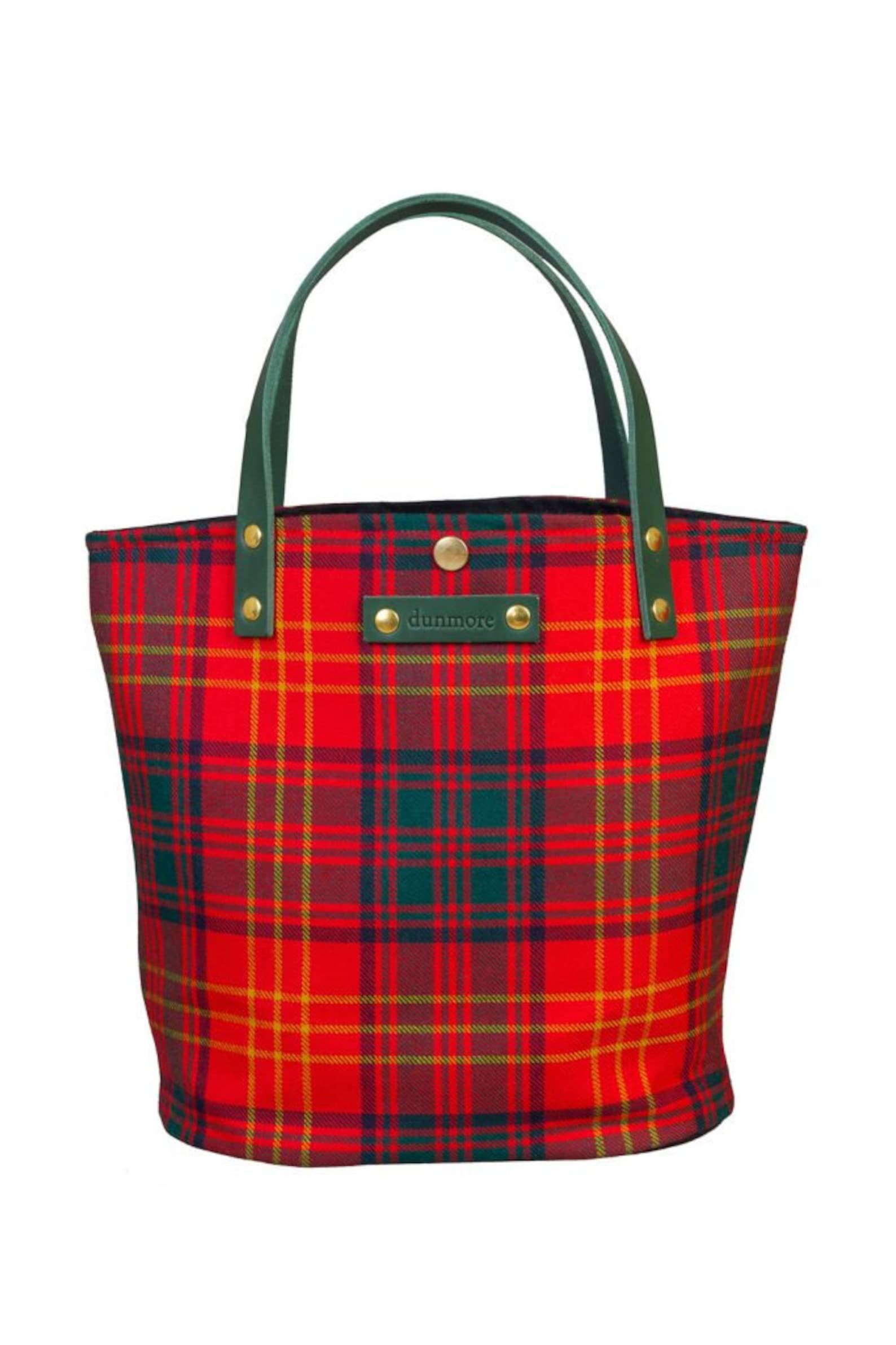 yellow tartan bag
