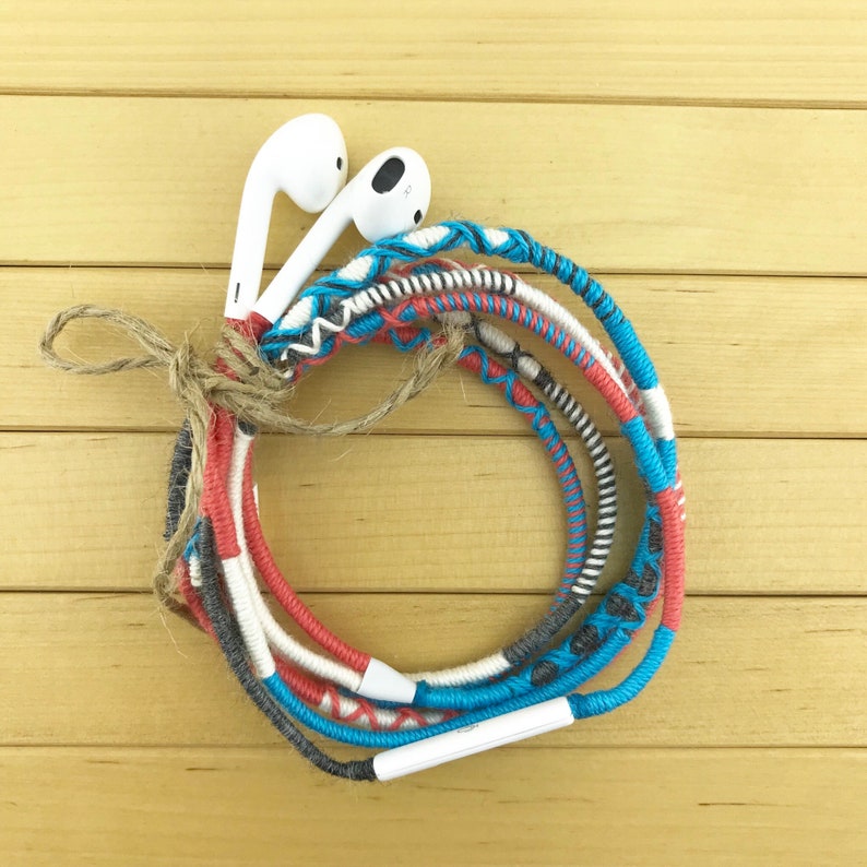 Earbuds Wrapped Earbuds Iphone Earbuds Colorful Earbuds Etsy