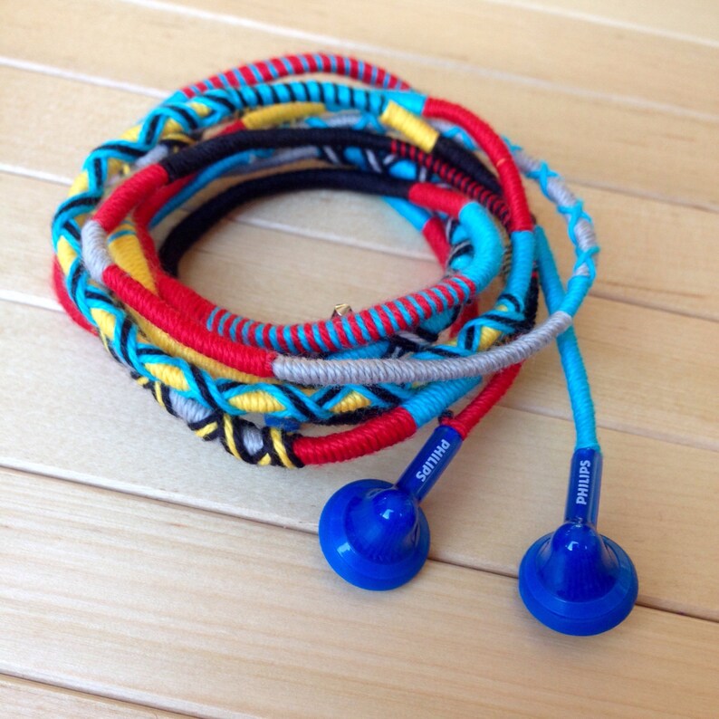 Wrapped Colorful Earbuds Handwrapped Multicolor Earbuds Etsy