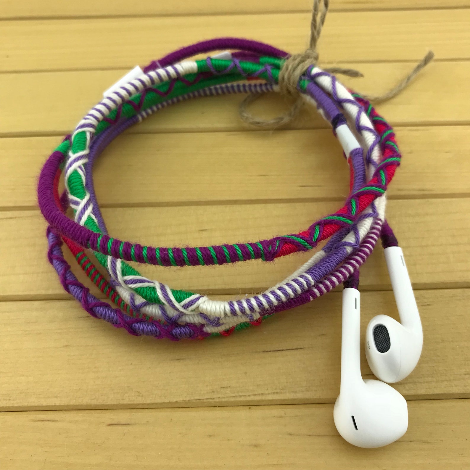 Wrapped Colorful Earbuds Purple Earbuds Handwrapped Etsy