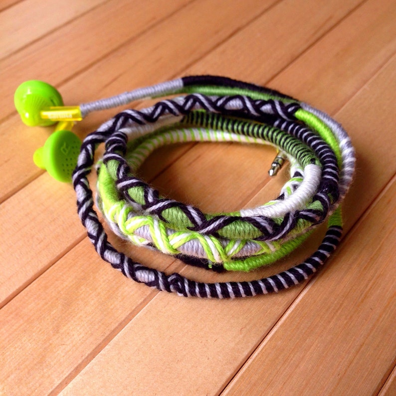 Earbuds Wrapped Earbuds Iphone Earbuds Colorful Earbuds Etsy