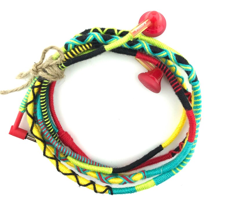 Earbuds Wrapped Earbuds Iphone Earbuds Colorful Earbuds Etsy