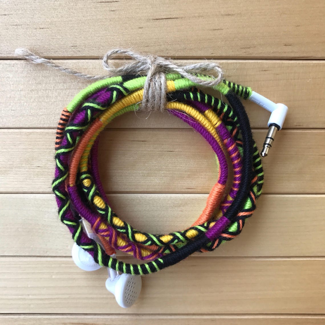 Earbuds Wrapped Earbuds Iphone Earbuds Colorful Earbuds Etsy