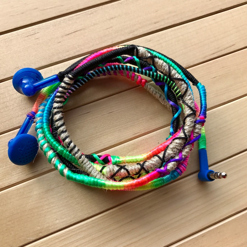 Wrapped Earbuds Earbuds Iphone Earpods Handmade Earbuds Tangle Free Earbuds Iphone Earbuds Design Earbuds Apple Colorful Earbuds
