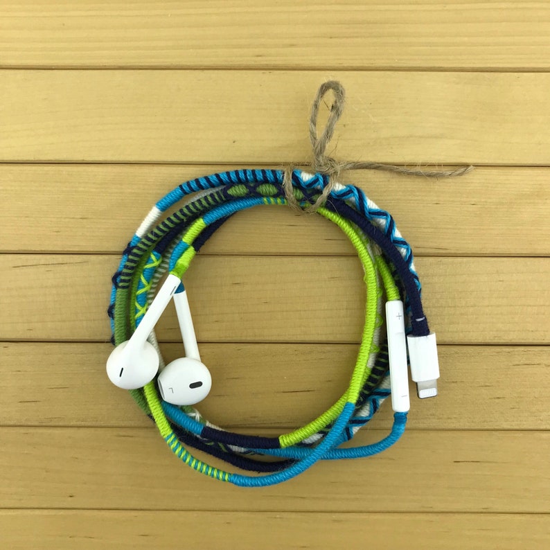 Wrapped Colorful Earbuds With Mic Handwrapped Multicolor Etsy