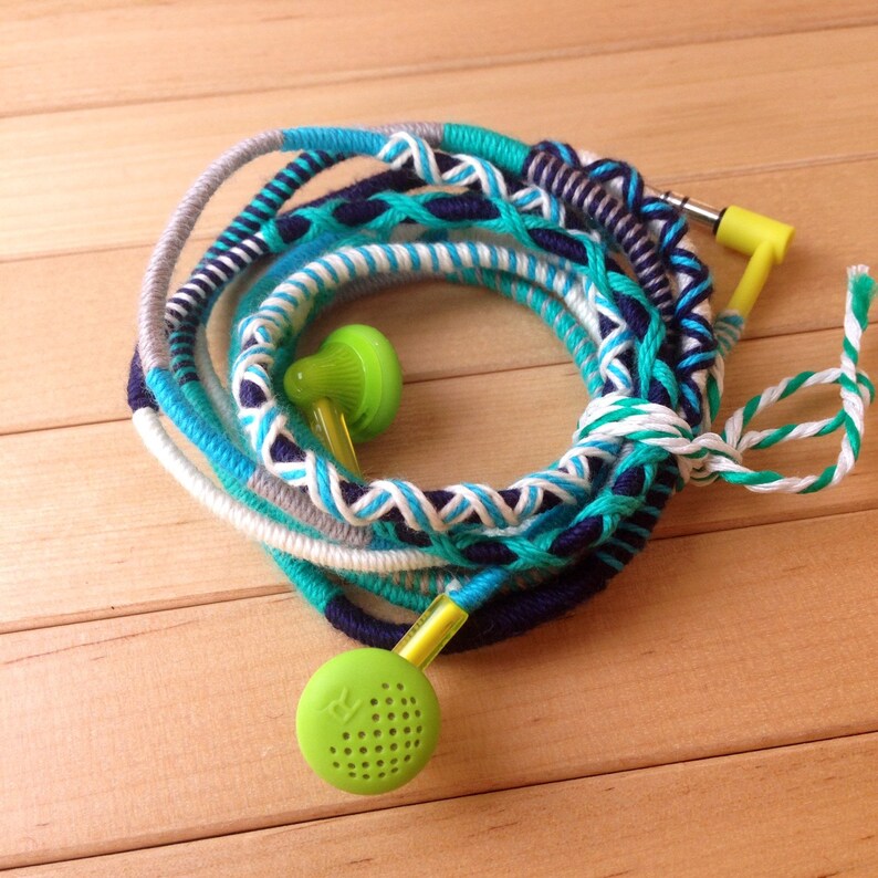 Earbuds Wrapped Earbuds Iphone Earbuds Colorful Earbuds Etsy
