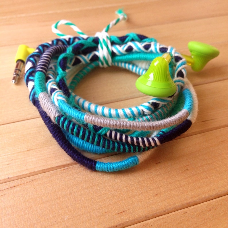 Earbuds Wrapped Earbuds Iphone Earbuds Colorful Earbuds Etsy