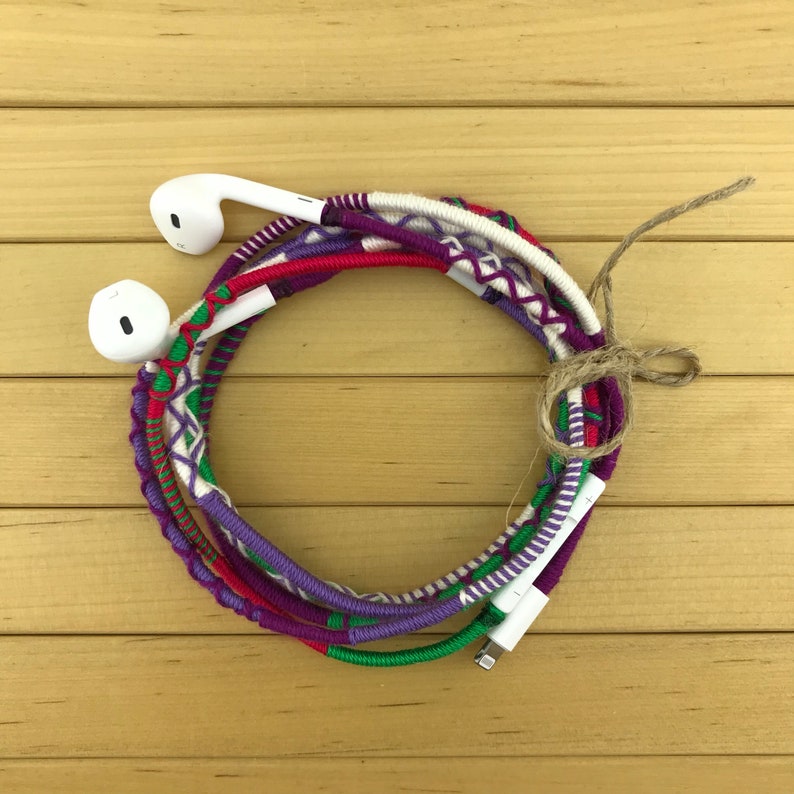 Wrapped Colorful Earbuds Purple Earbuds Handwrapped Etsy