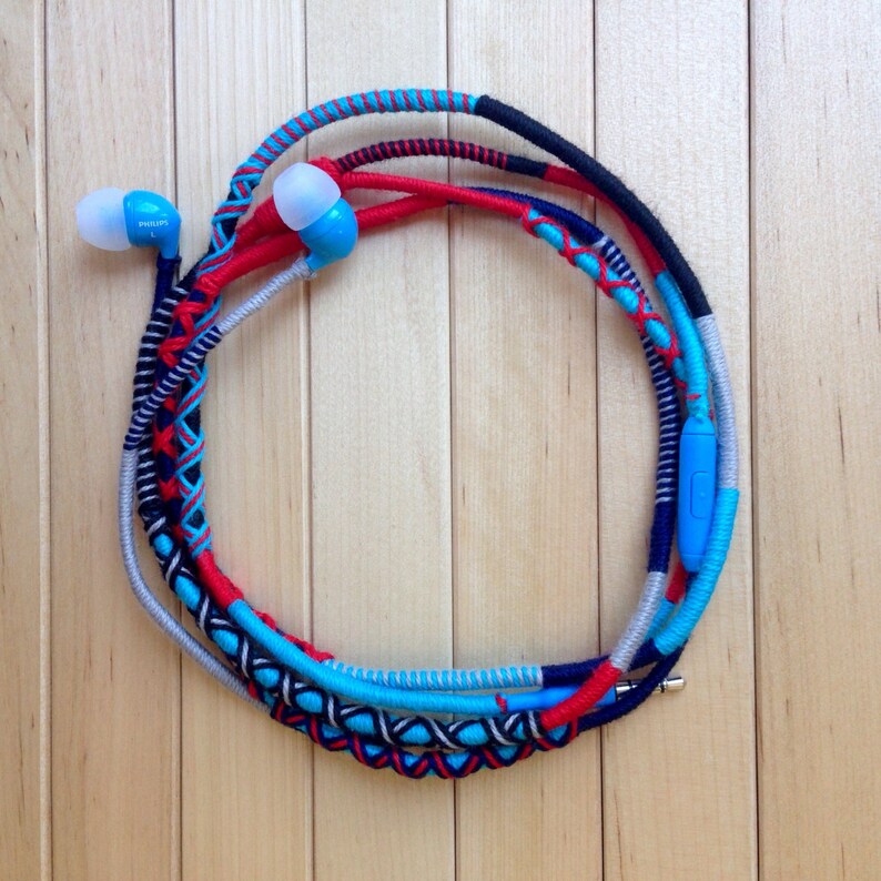 Wrapped Colorful Earbuds With Mic Handwrapped Multicolor Etsy India