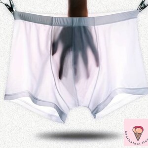 Men High Leg Underwear Ultra-thin Ice Silk Bikini Briefs Low Waist