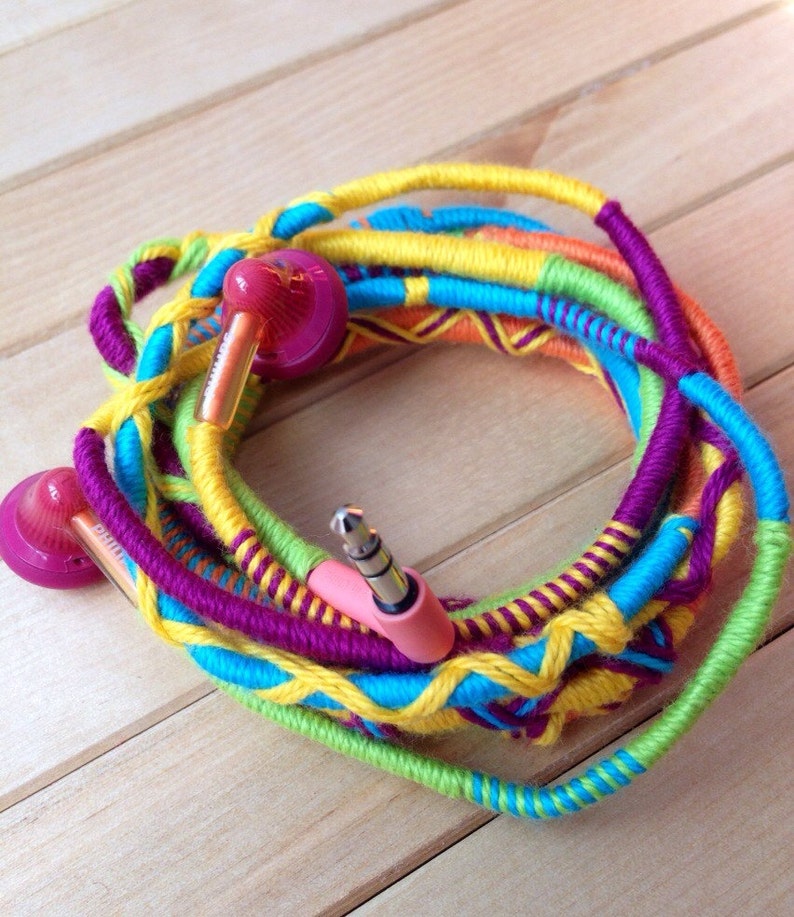 Wrapped Colorful Earbuds Handwrapped Multicolor Earbuds Etsy